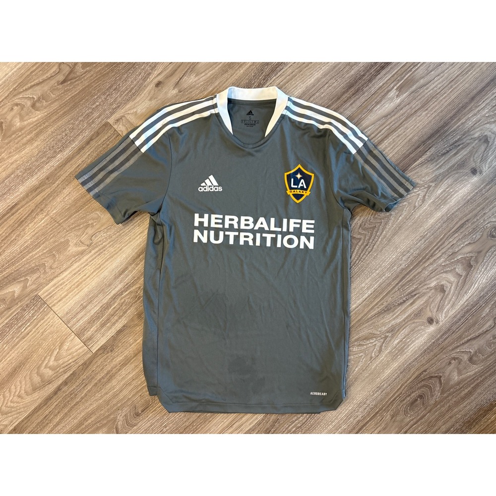 Adidas LA Galaxy Training Jersey Gray Aeroready MLS Soccer Shirt Mens Small